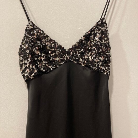 Zara Black Sequin Satin Camisole Maxi Dress - Picture 4 of 5